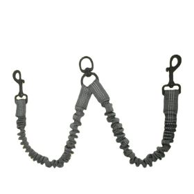 Pet Dog Double Leashes - No Tangle Dog Leash Coupler; Comfortable Shock Absorbing Reflective Bungee Lead for Nighttime Safety; Dual Dog Training (Specification (L * W): 2.5*50cm, colour: dark grey)